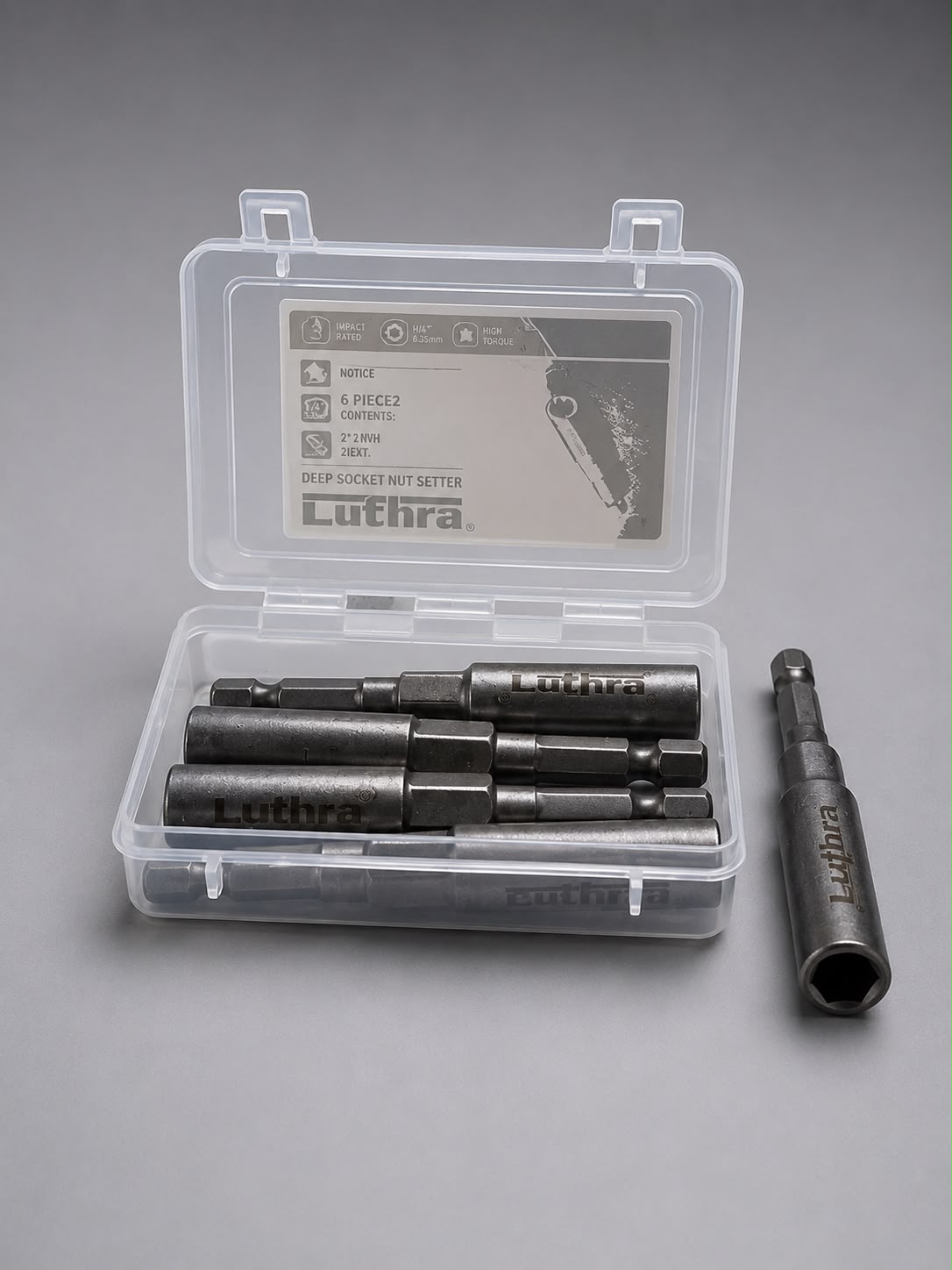 Luthra Nut Driver Bits – 80mm Non-Magnetic Power Tool Bits