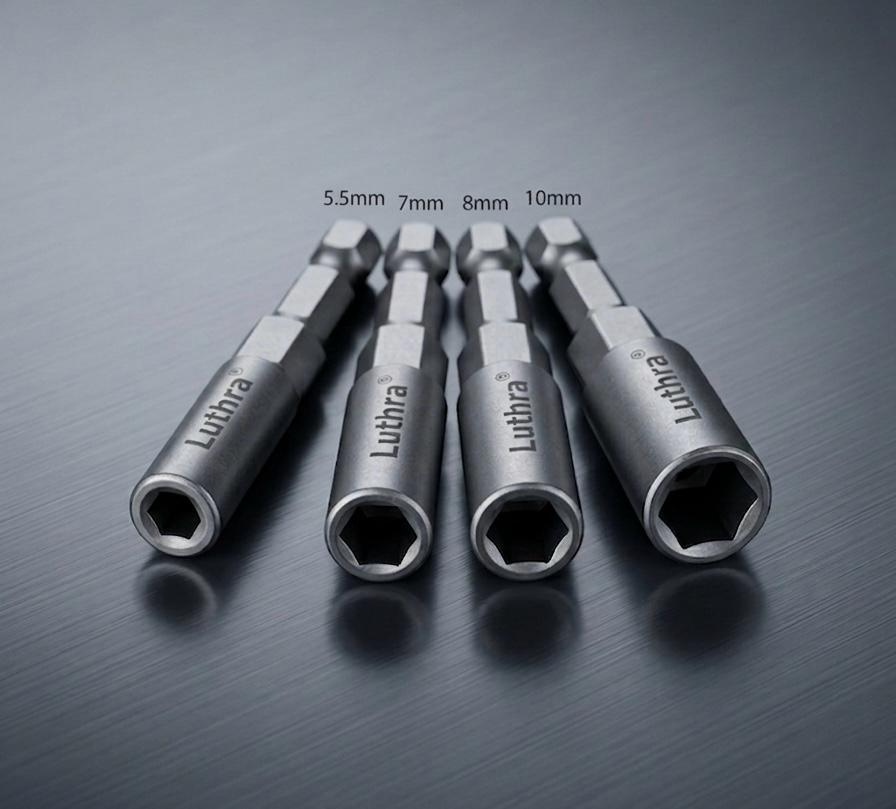 Luthra Nut Driver Bits – 80mm Non-Magnetic Power Tool Bits Set of 4